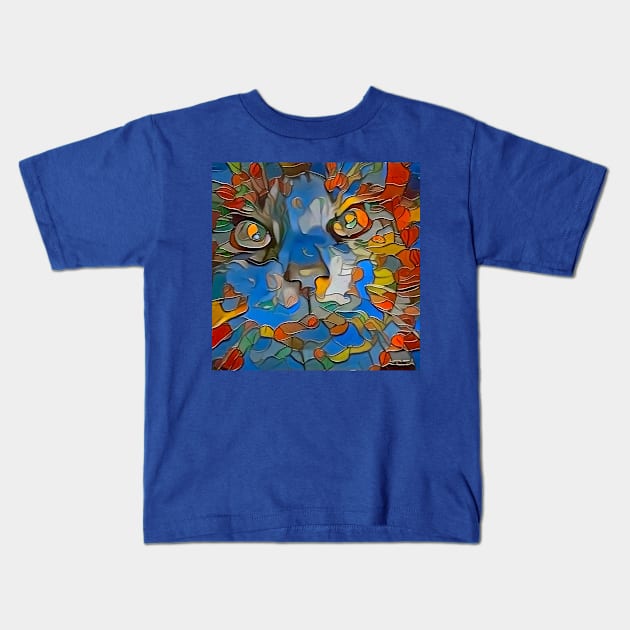 Abstract cat portrait Kids T-Shirt by rolffimages